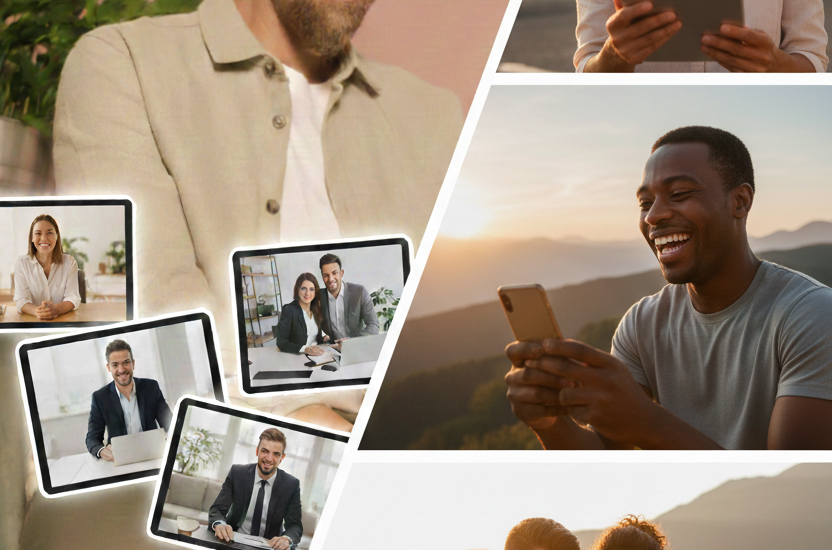 Séance en visio de coaching mental avec Mon Coach Thomas : accompagnement en ligne pour sportifs, dirigeants et couples partout en France, illustré par des clients épanouis en consultation vidéo.