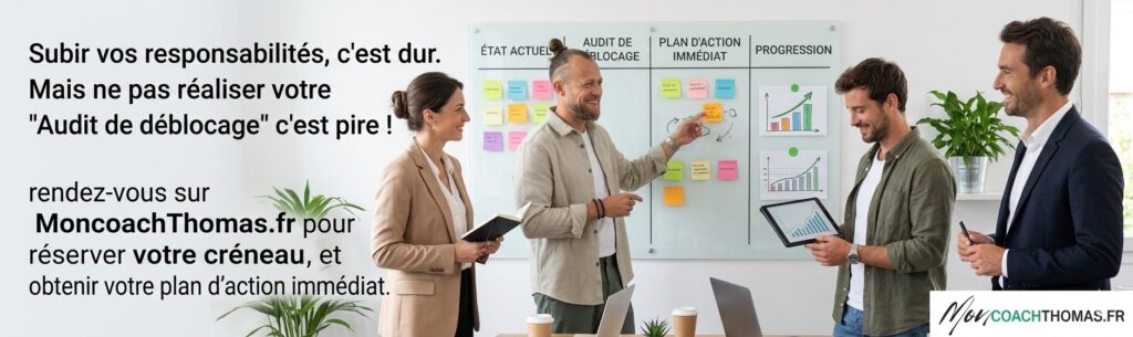 Mise en scène d'un audit de déblocage pour cadres, managers et entrepreneurs sous épuisement professionnel. 